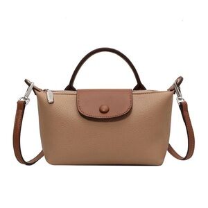 Beige & Brown Top-Handle Crossbody Bag